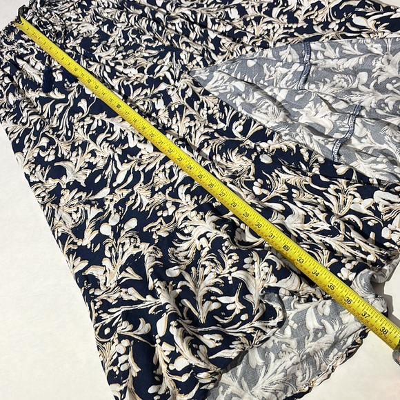 Rachel Zoe navy floral maxi skirt sz XS NEW! flowy blue cream white w/ tassles - Picture 7 of 8